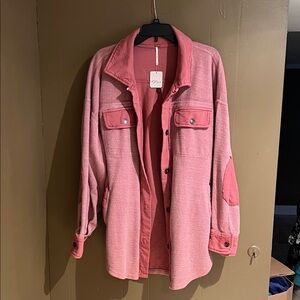 Free People Ruby Shacket in Sweetheart Pink Sz M NEW